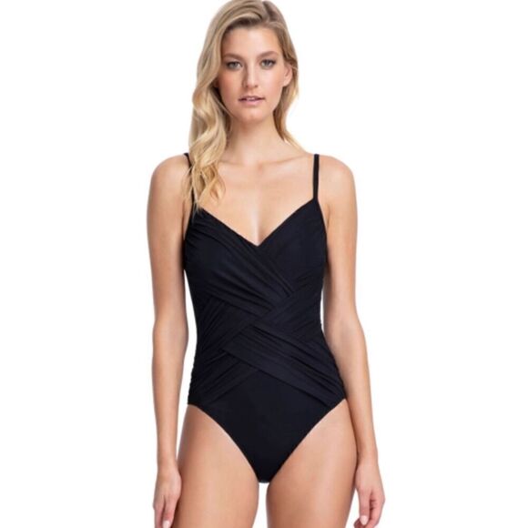 New. Gottex black tummy control swimsuit. Normally $158. Size 10 - Picture 2 of 8